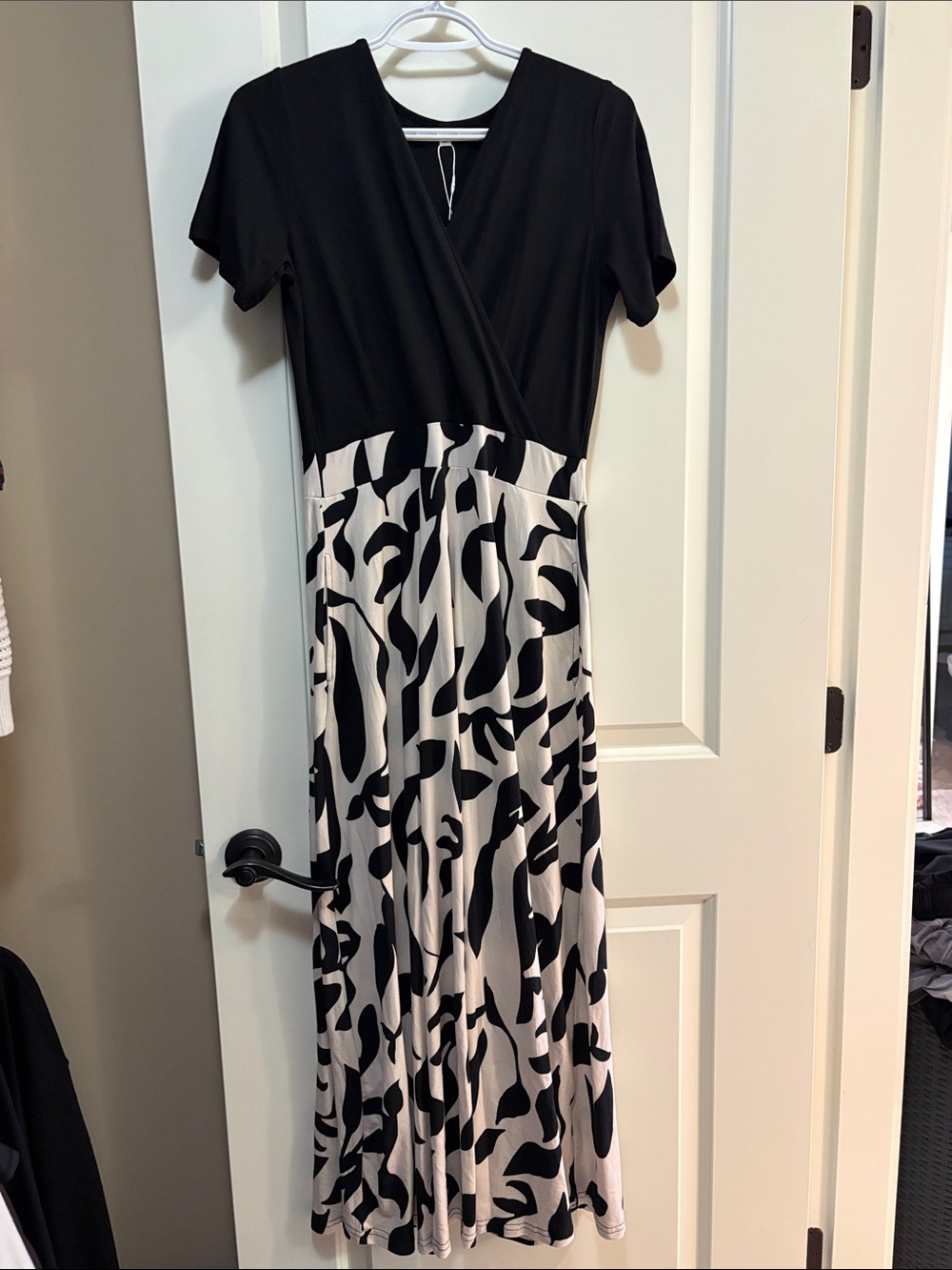 Black & White Wrap-Style Maxi Dress